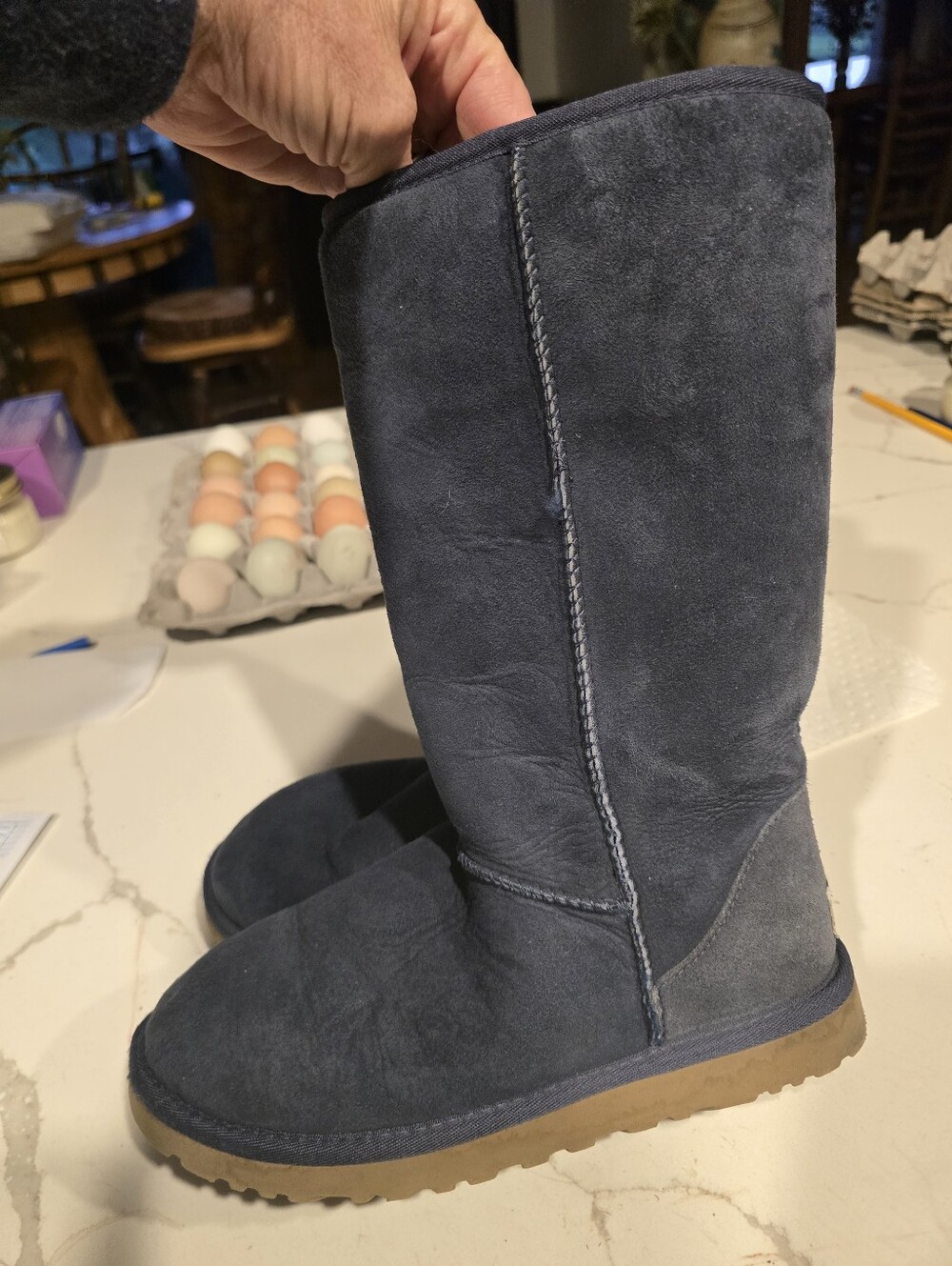 O UGG Women's Tall Suede Boots - Navy Size 6